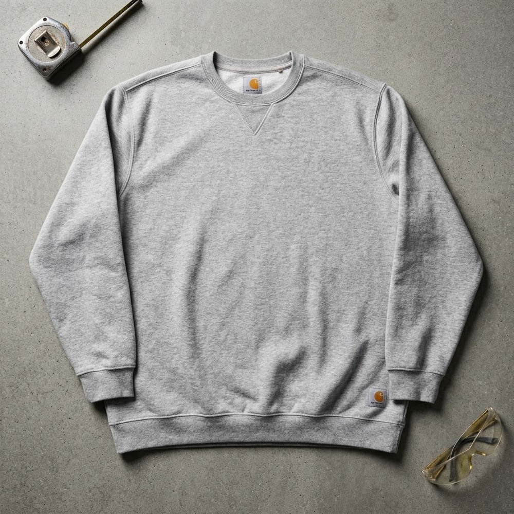 Carhartt Men's XL Grey Crewneck Sweatshirt Workwear Grunge Skater Distressed